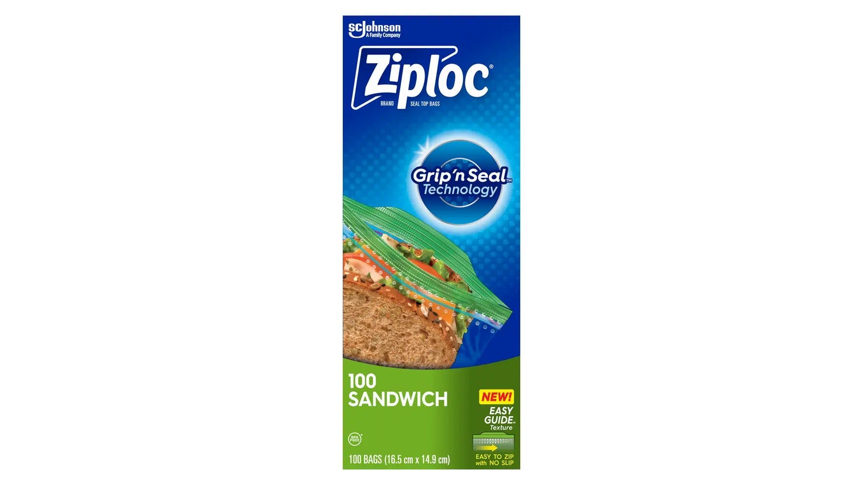 Top of Ziploc sandwich bag box.